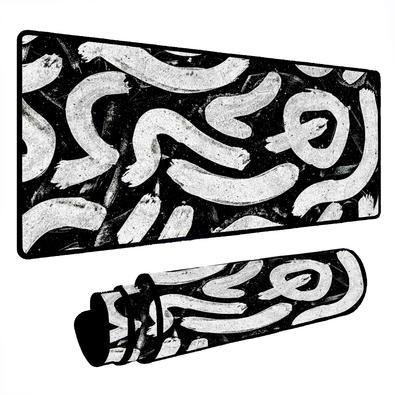 Novo Mouse Pad Gamer Deskpad Speed Extra Grande Borda Costurada Profissional 90x50  - Micro Preto Branco