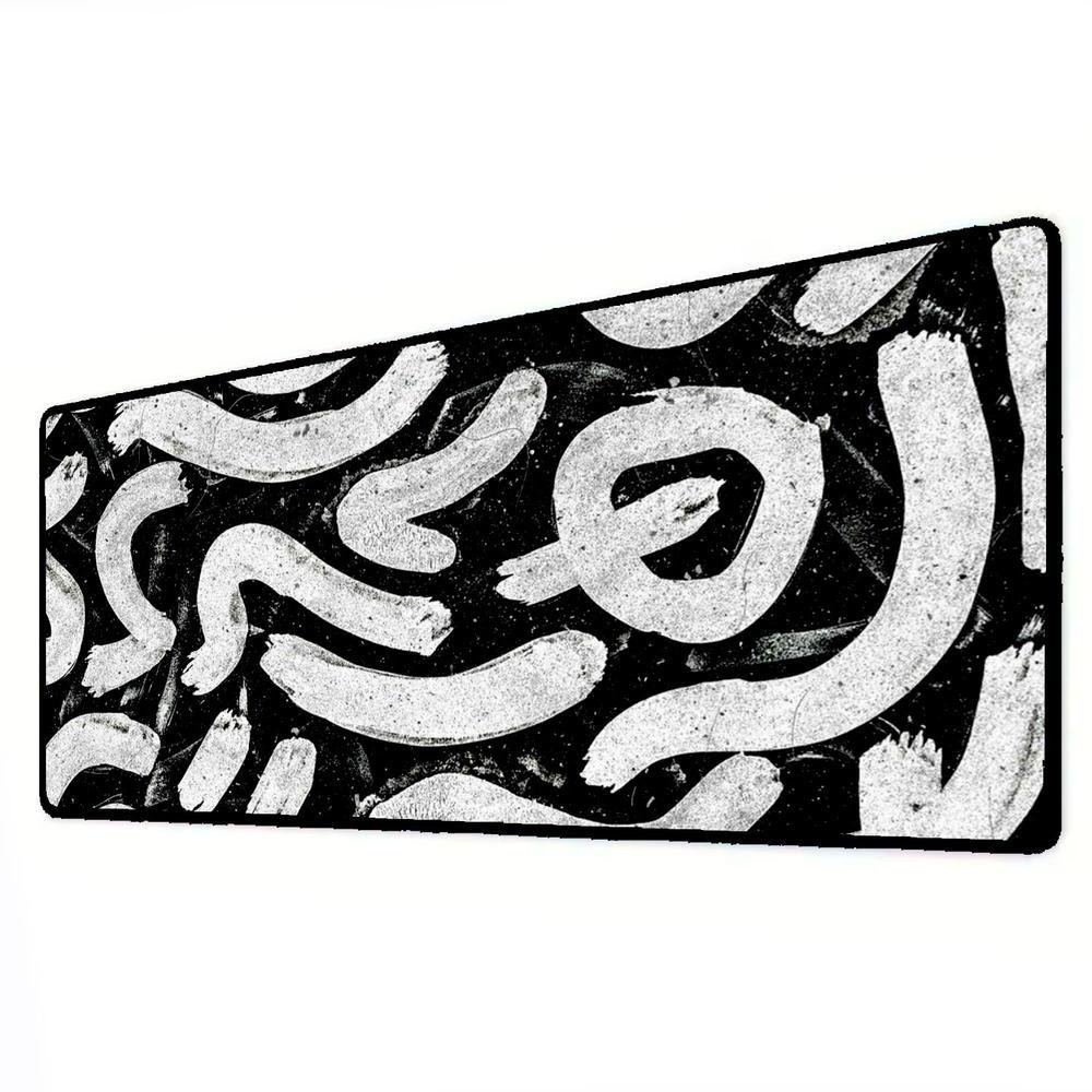 Imagem 2 de 3 do produto Novo Mouse Pad Gamer Deskpad Speed Extra Grande Borda Costurada Profissional 90x50  - Micro Preto Branco