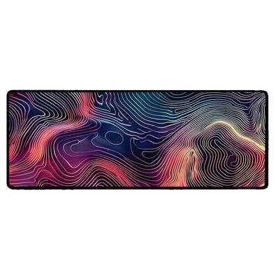 Novo Mouse Pad Gamer Deskpad Speed Extra Grande Borda Costurada Profissional 80x40  - Geológico Rosa Roxo