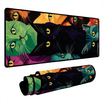 Novo Mouse Pad Gamer Deskpad Speed Extra Grande Borda Costurada Profissional 70x30 - Gatinho Colors