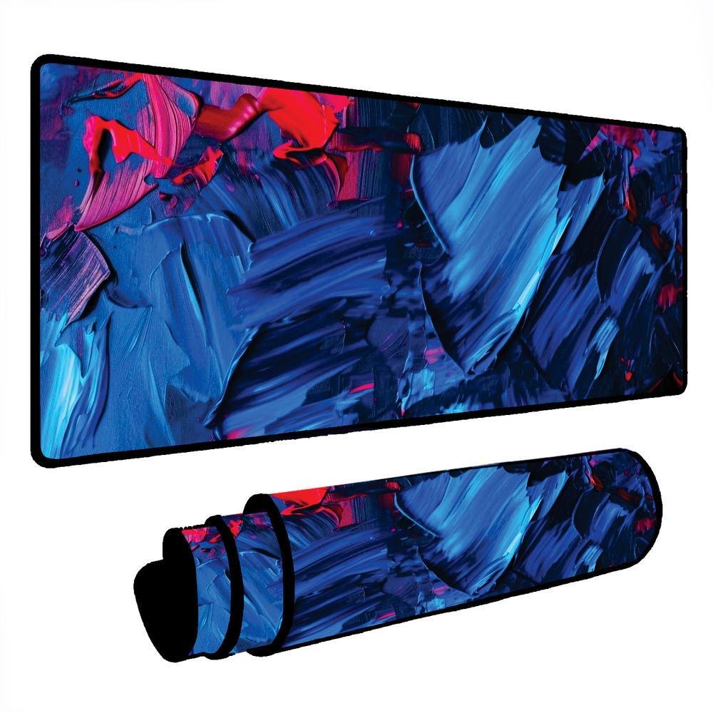 Novo Mouse Pad Gamer Deskpad Speed Extra Grande Borda Costurada Profissional 120x40 - Tinta Azul Vermelho Novo Mouse Pad Gamer Deskpad Speed Extra Grande Borda Costurada Profissional 120x40 - Tinta Azul Vermelho