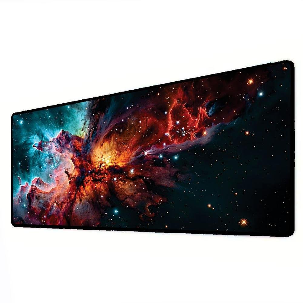Imagem 2 de 3 do produto Novo Mouse Pad Gamer Deskpad Speed Extra Grande Borda Costurada Profissional 100x50  - Universo Nebulosa