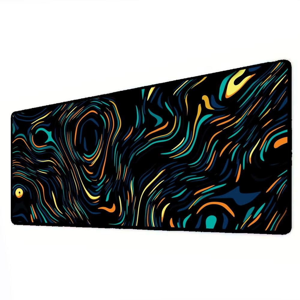 Novo Mouse Pad Gamer Deskpad Speed Extra Grande Borda Costurada Profissional 90x50  - Geológico Azul Amarelo