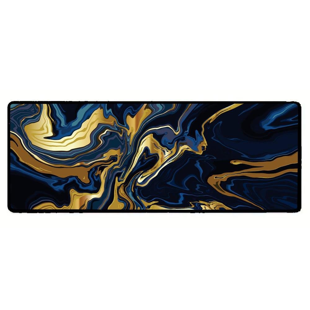 Imagem 3 de 3 do produto Novo Mouse Pad Gamer Deskpad Speed Extra Grande Borda Costurada Profissional 120x60  - Liquid Dourado Azul