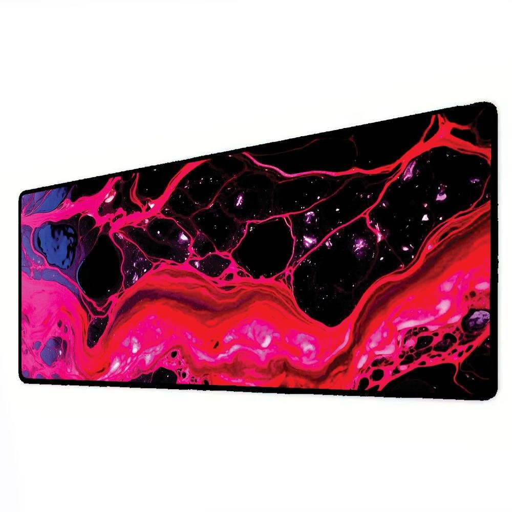 Imagem 2 de 3 do produto Novo Mouse Pad Gamer Deskpad Speed Extra Grande Borda Costurada Profissional 70x30  - Liquid  Rosa Preto