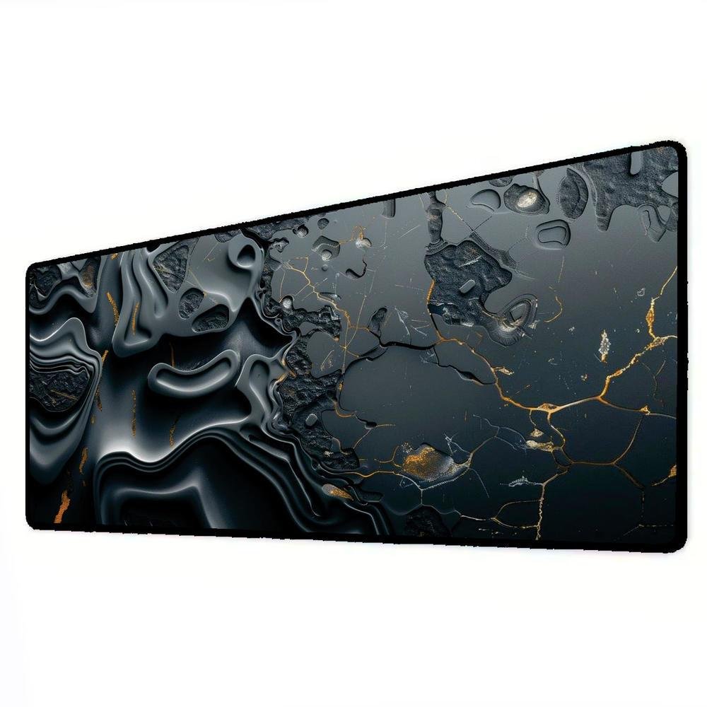 Novo Mouse Pad Gamer Deskpad Speed Extra Grande Borda Costurada Profissional 70x30  - Rochas Cinzas