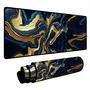 Novo Mouse Pad Gamer Deskpad Speed Extra Grande Borda Costurada Profissional 90x40  - Liquid Dourado Azul
