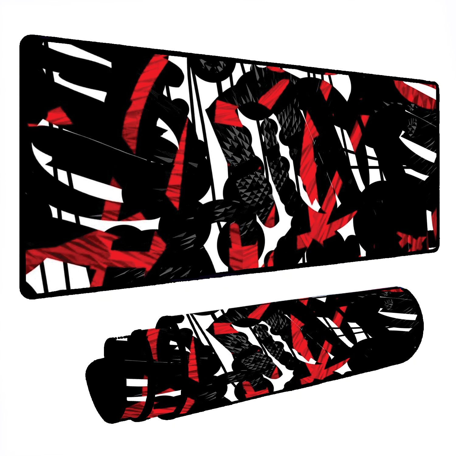 Novo Mouse Pad Gamer Deskpad Speed Extra Grande Borda Costurada Profissional 120x60  - Abstrato Branco Vermelho