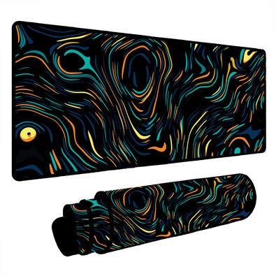 Novo Mouse Pad Gamer Deskpad Speed Extra Grande Borda Costurada Profissional 60x30 - Geológico Azul Amarelo
