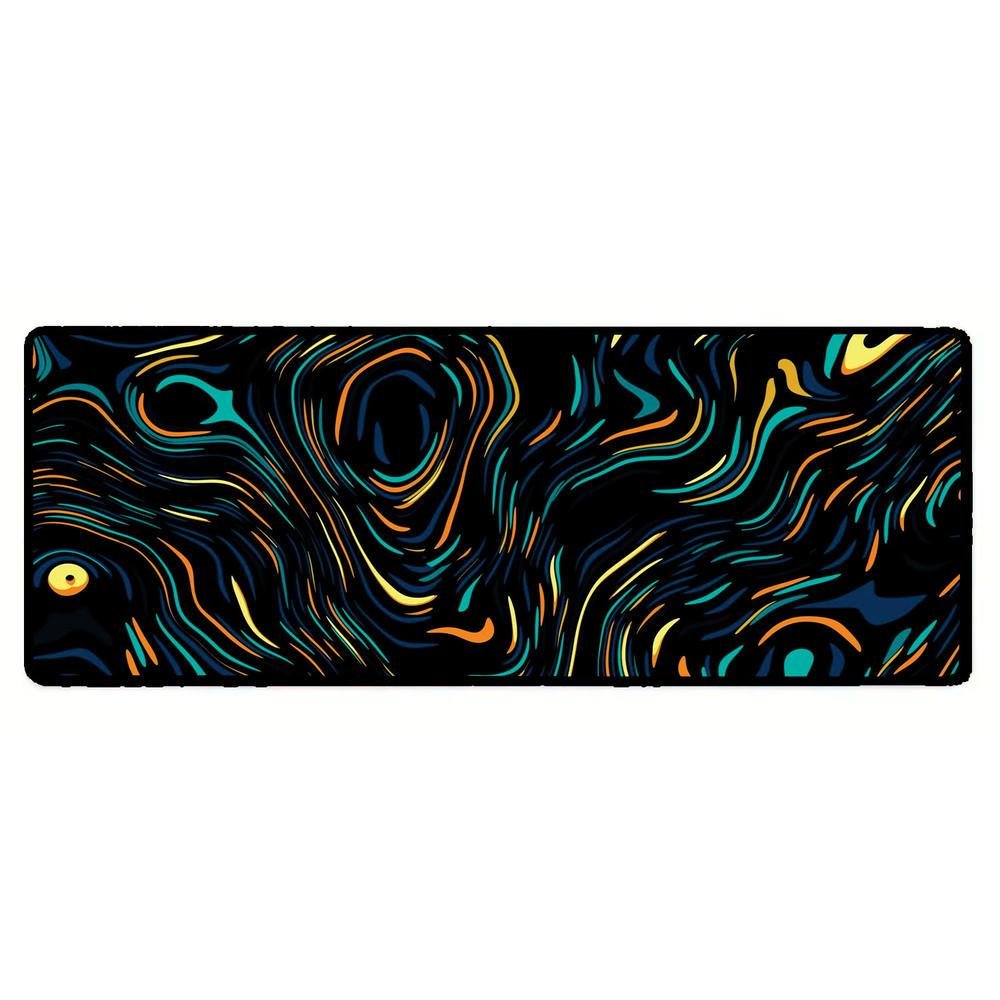 Imagem 3 de 3 do produto Novo Mouse Pad Gamer Deskpad Speed Extra Grande Borda Costurada Profissional 60x30  -  Geológico Azul Amarelo