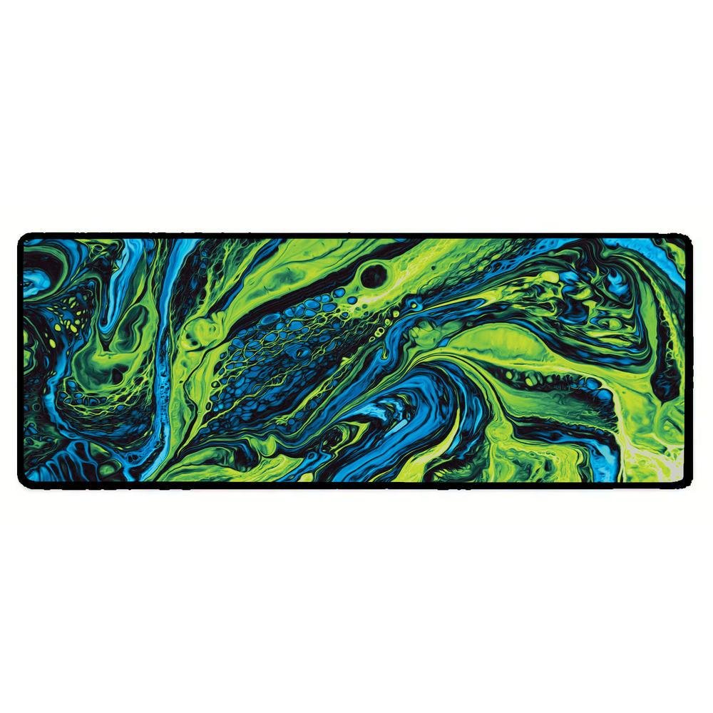 Novo Mouse Pad Gamer Deskpad Speed Extra Grande Borda Costurada Profissional 90x40  - Liquid Verde Azul