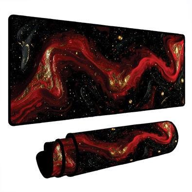 Novo Mouse Pad Gamer Deskpad Speed Extra Grande Borda Costurada Profissional 100x50  - Liquid Vermelho Glitter