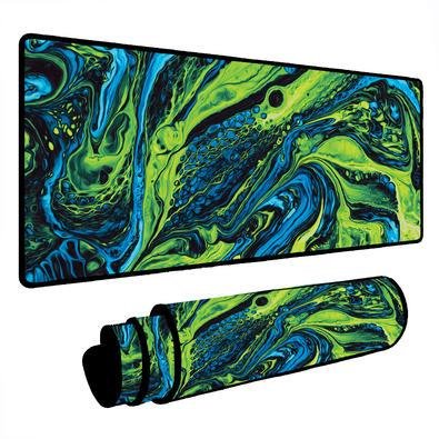 Novo Mouse Pad Gamer Deskpad Speed Extra Grande Borda Costurada Profissional 90x50  - Liquid Verde Azul