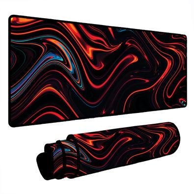 Novo Mouse Pad Gamer Deskpad Speed Extra Grande Borda Costurada Profissional 100x50  - Abstrato Laranja Preto