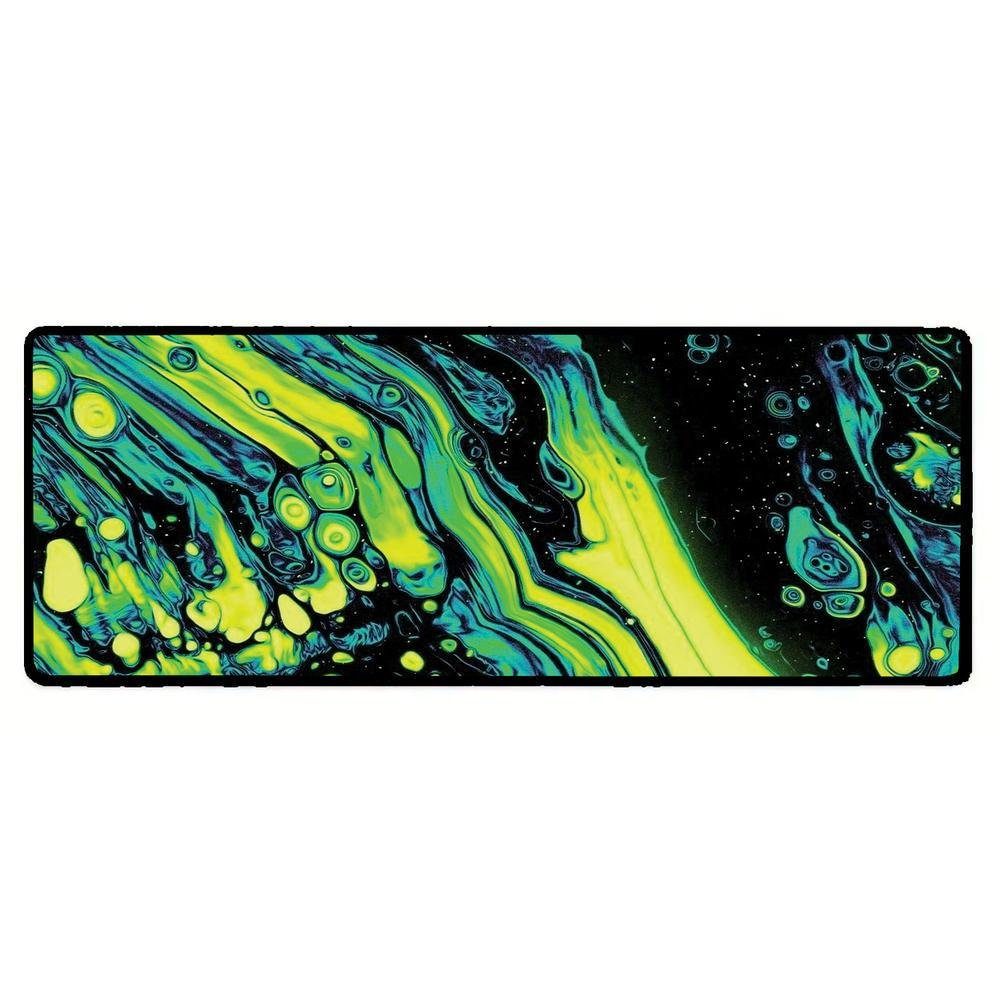 Novo Mouse Pad Gamer Deskpad Speed Extra Grande Borda Costurada Profissional 90x40  - Liquid Verde Preto