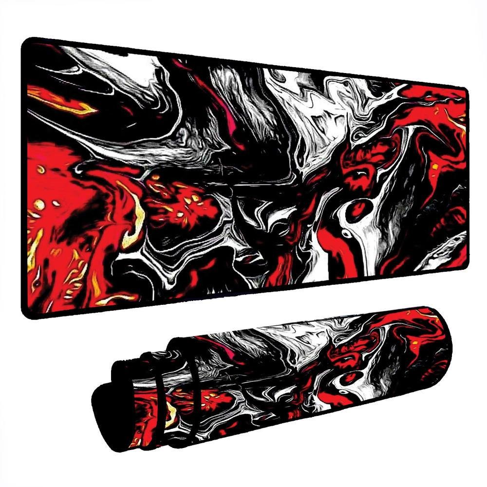 Novo Mouse Pad Gamer Deskpad Speed Extra Grande Borda Costurada Profissional 60x30 - Liquid Branco Vermelho Novo Mouse Pad Gamer Deskpad Speed Extra Grande Borda Costurada Profissional 60x30 - Liquid Branco Vermelho