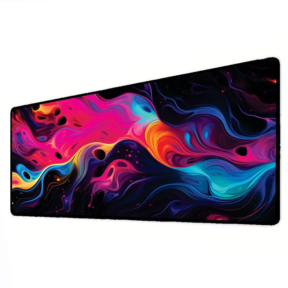 Novo Mouse Pad Gamer Deskpad Speed Extra Grande Borda Costurada Profissional 60x30  -  Liquid Neon Rosa Azul