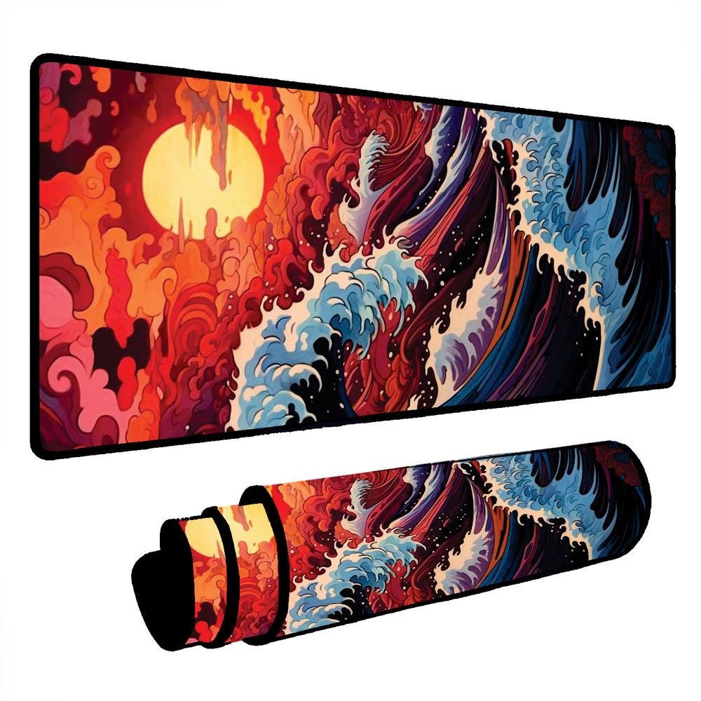 Novo Mouse Pad Gamer Deskpad Speed Extra Grande Borda Costurada Profissional 100x50 - Onda Por Do Sol Novo Mouse Pad Gamer Deskpad Speed Extra Grande Borda Costurada Profissional 100x50 - Onda Por Do Sol