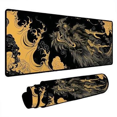 Novo Mouse Pad Gamer Deskpad Speed Extra Grande Borda Costurada Profissional 90x40 - Dragão Sepia