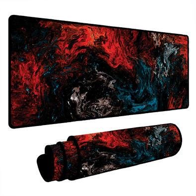 Novo Mouse Pad Gamer Deskpad Speed Extra Grande Borda Costurada Profissional 90x50  - Pintura Vermelho E Azul