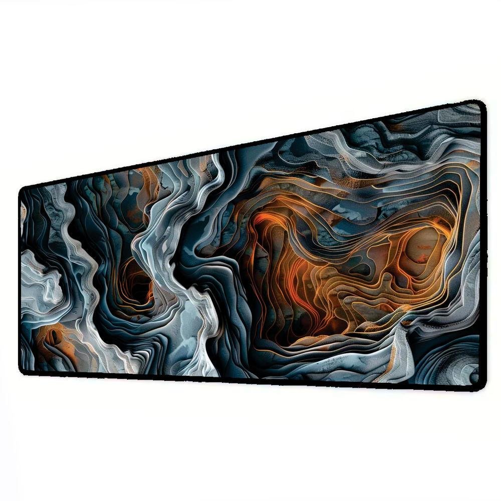 Novo Mouse Pad Gamer Deskpad Speed Extra Grande Borda Costurada Profissional 90x40  - Canion Laranja Azul