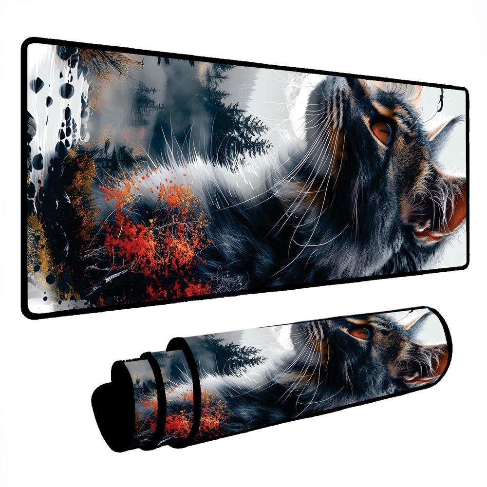 Novo Mouse Pad Gamer Deskpad Speed Extra Grande Borda Costurada Profissional 90x50 - Gato Arvores Novo Mouse Pad Gamer Deskpad Speed Extra Grande Borda Costurada Profissional 90x50 - Gato Arvores
