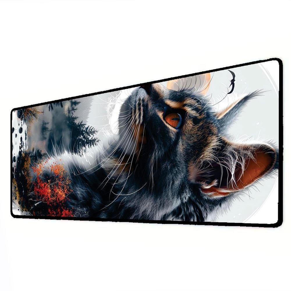 Novo Mouse Pad Gamer Deskpad Speed Extra Grande Borda Costurada Profissional 90x50 - Gato Arvores Novo Mouse Pad Gamer Deskpad Speed Extra Grande Borda Costurada Profissional 90x50 - Gato Arvores