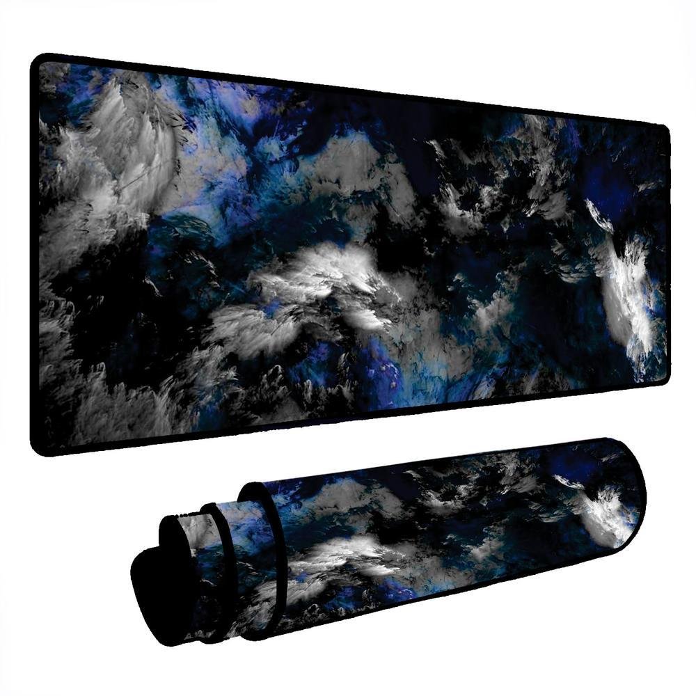 Novo Mouse Pad Gamer Deskpad Speed Extra Grande Borda Costurada Profissional 70x35 - Fumaça Azul Branco Novo Mouse Pad Gamer Deskpad Speed Extra Grande Borda Costurada Profissional 70x35 - Fumaça Azul Branco