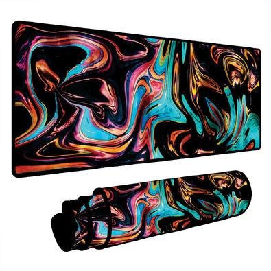 Novo Mouse Pad Gamer Deskpad Speed Extra Grande Borda Costurada Profissional 100x50 - Liquid Azul Vermelho