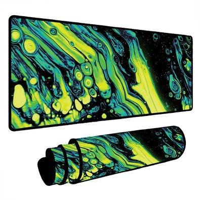 Novo Mouse Pad Gamer Deskpad Speed Extra Grande Borda Costurada Profissional 120x40  - Liquid Verde Preto