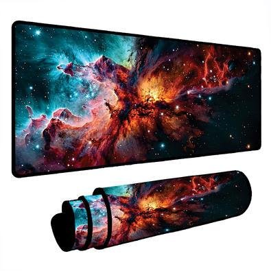 Novo Mouse Pad Gamer Deskpad Speed Extra Grande Borda Costurada Profissional 120x60  - Universo Nebulosa