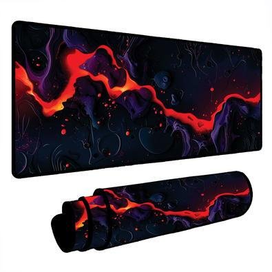 Novo Mouse Pad Gamer Deskpad Speed Extra Grande Borda Costurada Profissional 90x40 - Liquid Neon Roxo Vermelho