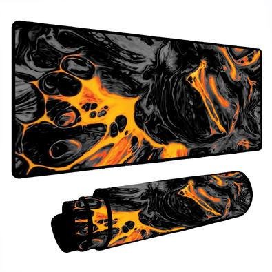 Novo Mouse Pad Gamer Deskpad Speed Extra Grande Borda Costurada Profissional 100x50  - Liquid Neon Laranja Cinza