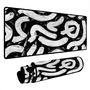 Novo Mouse Pad Gamer Deskpad Speed Extra Grande Borda Costurada Profissional 100x50  - Micro Preto Branco