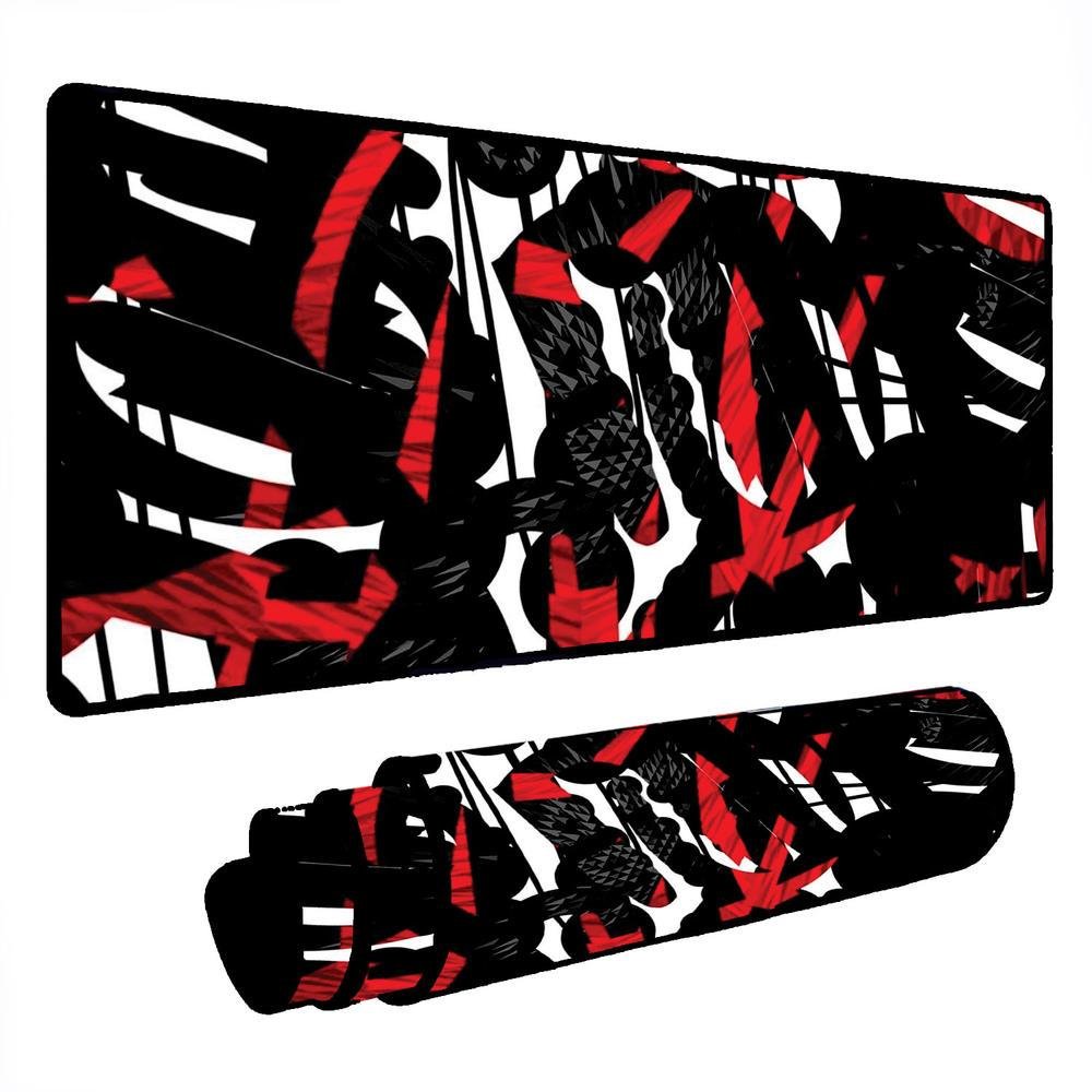Novo Mouse Pad Gamer Deskpad Speed Extra Grande Borda Costurada Profissional 70x35 - Abstrato Branco Vermelho Novo Mouse Pad Gamer Deskpad Speed Extra Grande Borda Costurada Profissional 70x35 - Abstrato Branco Vermelho