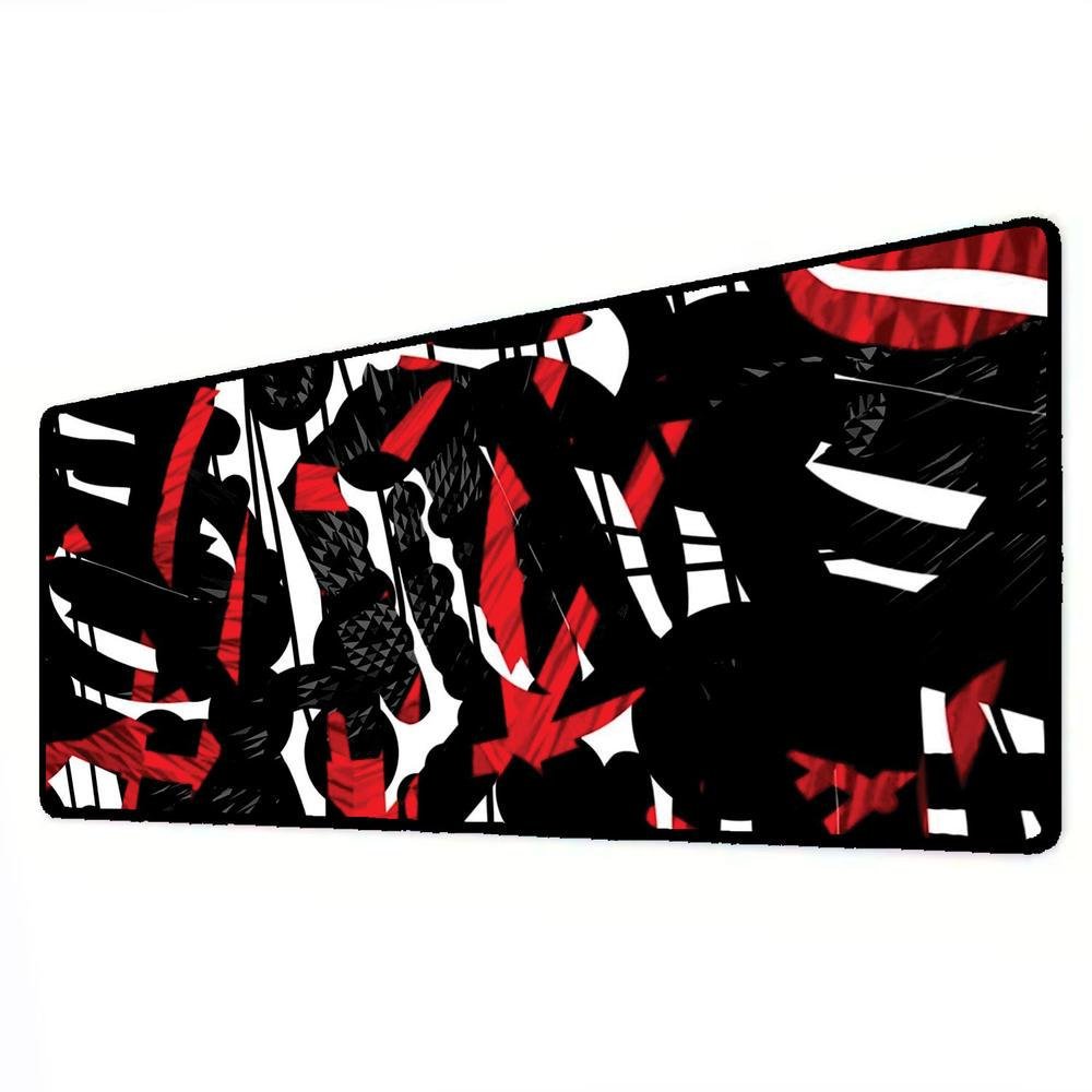 Novo Mouse Pad Gamer Deskpad Speed Extra Grande Borda Costurada Profissional 70x35 - Abstrato Branco Vermelho Novo Mouse Pad Gamer Deskpad Speed Extra Grande Borda Costurada Profissional 70x35 - Abstrato Branco Vermelho