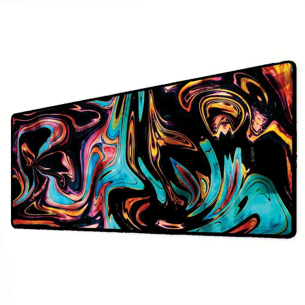 Novo Mouse Pad Gamer Deskpad Speed Extra Grande Borda Costurada Profissional 70x35  - Liquid Azul Vermelho