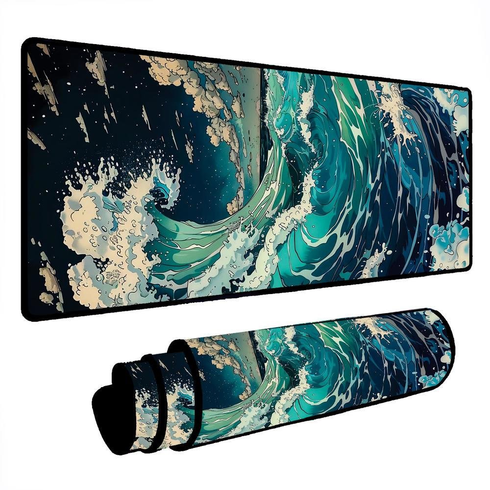 Mouse Pad Gamer Speed Extra Grande Desk Pad Profissional Premium Com Borda Costurada 90x50 - Onda Meia Noite Mouse Pad Gamer Speed Extra Grande Desk Pad Profissional Premium Com Borda Costurada 90x50 - Onda Meia Noite