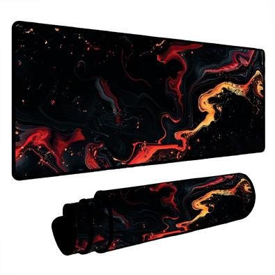 Mouse Pad Gamer Speed Extra Grande Desk Pad Profissional Premium Com Borda Costurada 100x50  - Liquid Preto Laranja