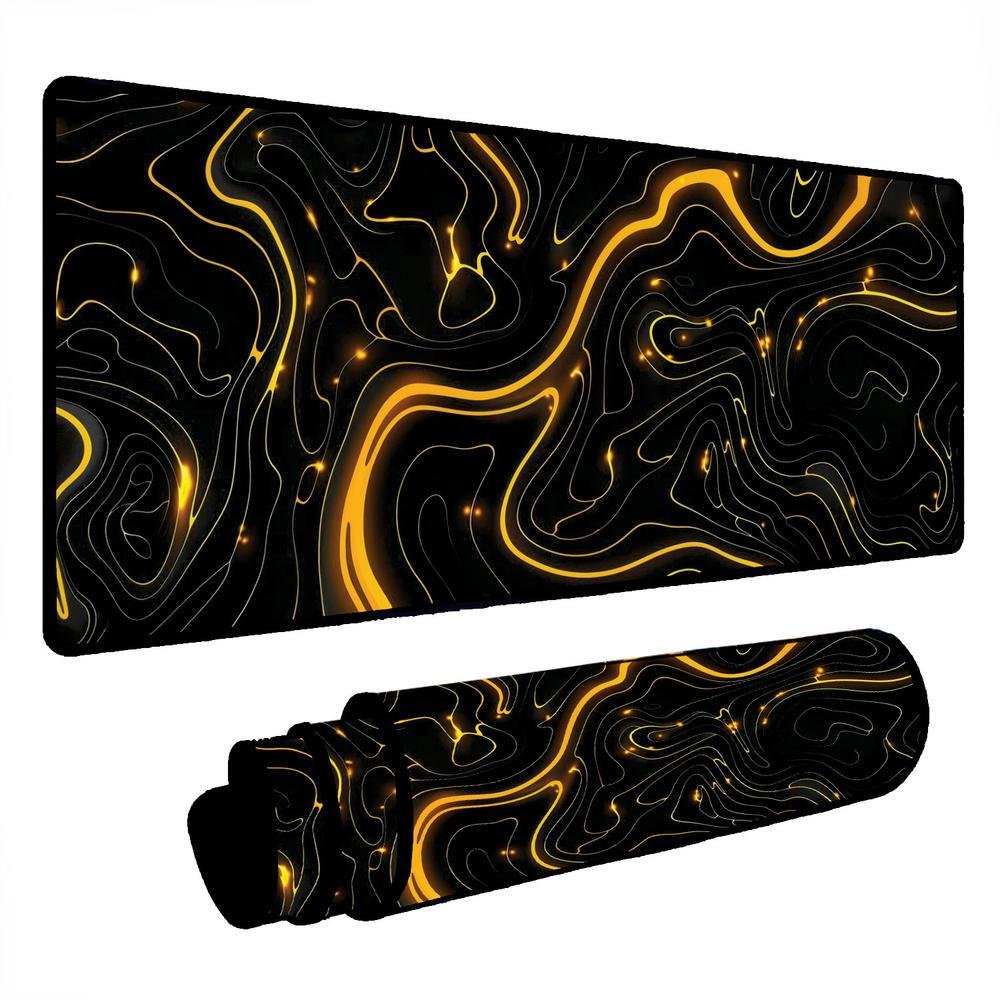 Mouse Pad Gamer Speed Extra Grande Desk Pad Profissional Premium Com Borda Costurada 120x60 - Geológico Preto Dourado Mouse Pad Gamer Speed Extra Grande Desk Pad Profissional Premium Com Borda Costurada 120x60 - Geológico Preto Dourado
