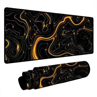 Mouse Pad Gamer Speed Extra Grande Desk Pad Profissional Premium Com Borda Costurada 120x40  - Geológico Preto Dourado
