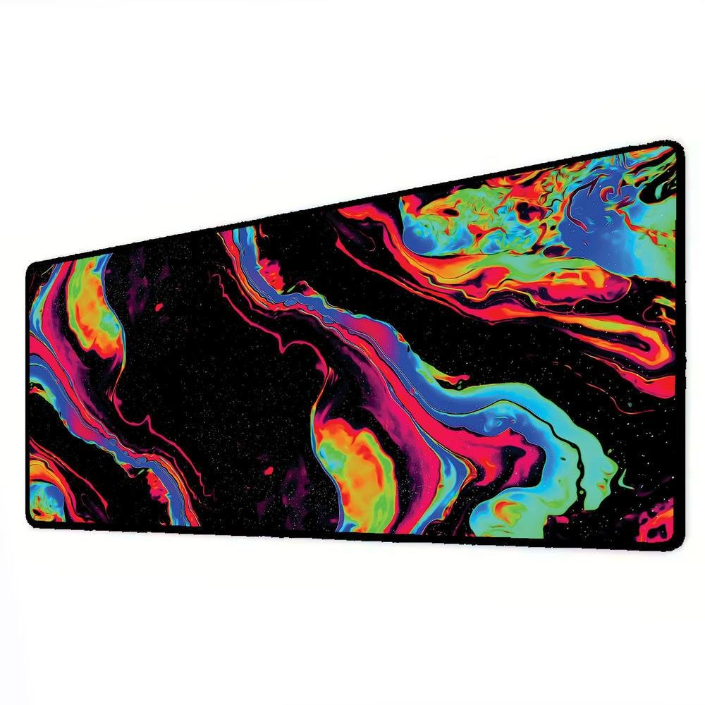 Mouse Pad Gamer Speed Extra Grande Desk Pad Profissional Premium Com Borda Costurada 120x40  - Liquid Neon Negativo