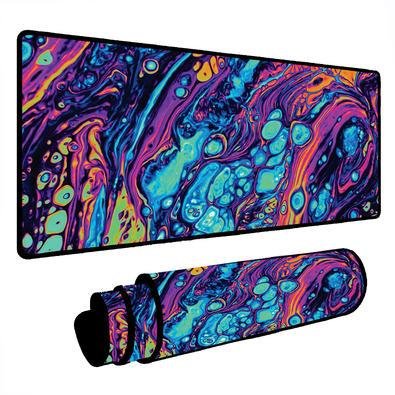 Mouse Pad Gamer Speed Extra Grande Desk Pad Profissional Premium Com Borda Costurada 90x50 - Liquid Azul Laranja