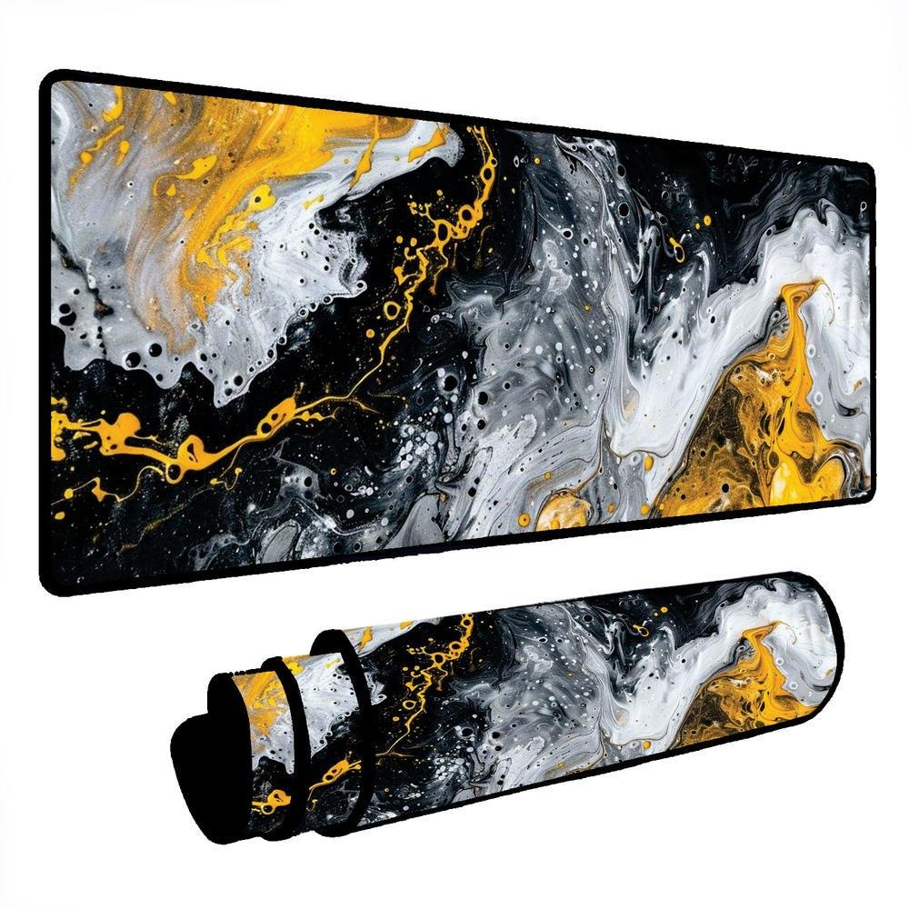 Mouse Pad Gamer Speed Extra Grande Desk Pad Profissional Premium Com Borda Costurada 80x40 - Liquid Branco Amarelo Mouse Pad Gamer Speed Extra Grande Desk Pad Profissional Premium Com Borda Costurada 80x40 - Liquid Branco Amarelo