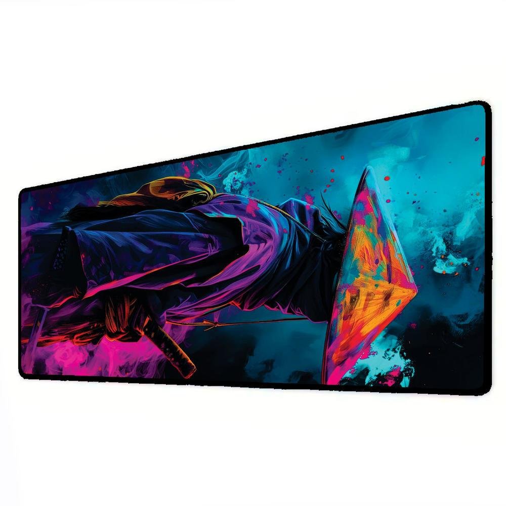 Mouse Pad Gamer Speed Extra Grande Desk Pad Profissional Premium Com Borda Costurada 90x50 - Samurai Colors