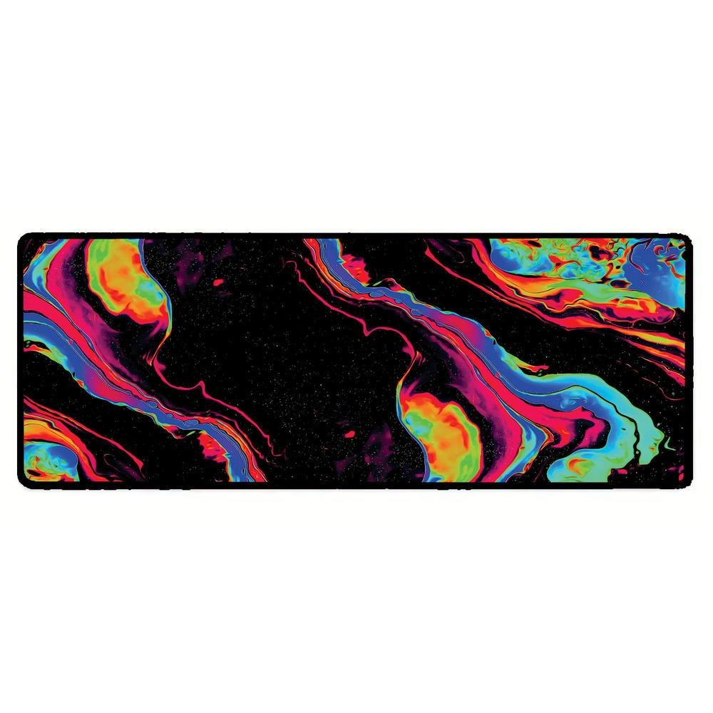 Mouse Pad Gamer Speed Extra Grande Desk Pad Profissional Premium Com Borda Costurada 90x40  - Liquid Neon Negativo