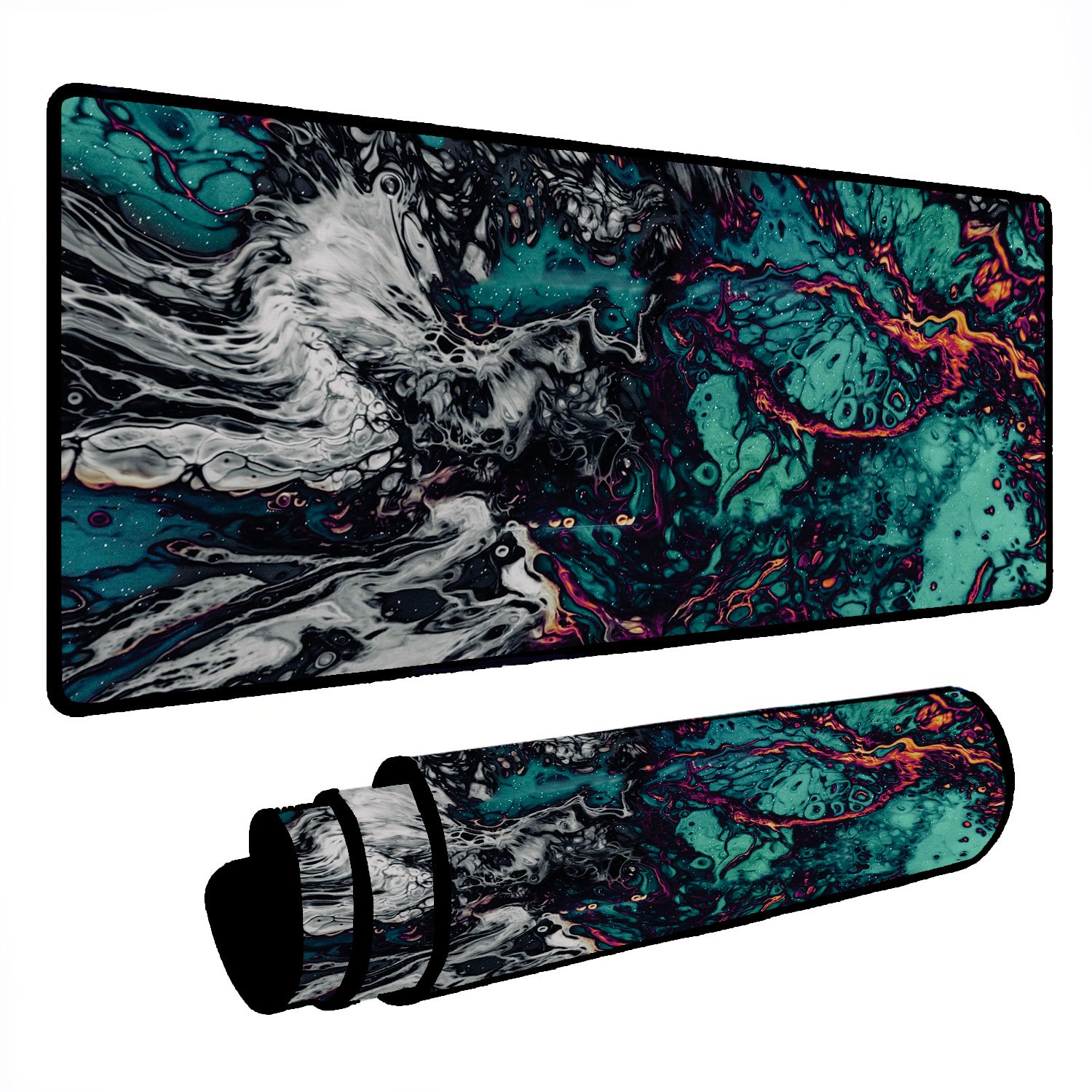 Mouse Pad Gamer Speed Extra Grande Desk Pad Profissional Premium Com Borda Costurada 80x40  - Liquid Verde Cinza