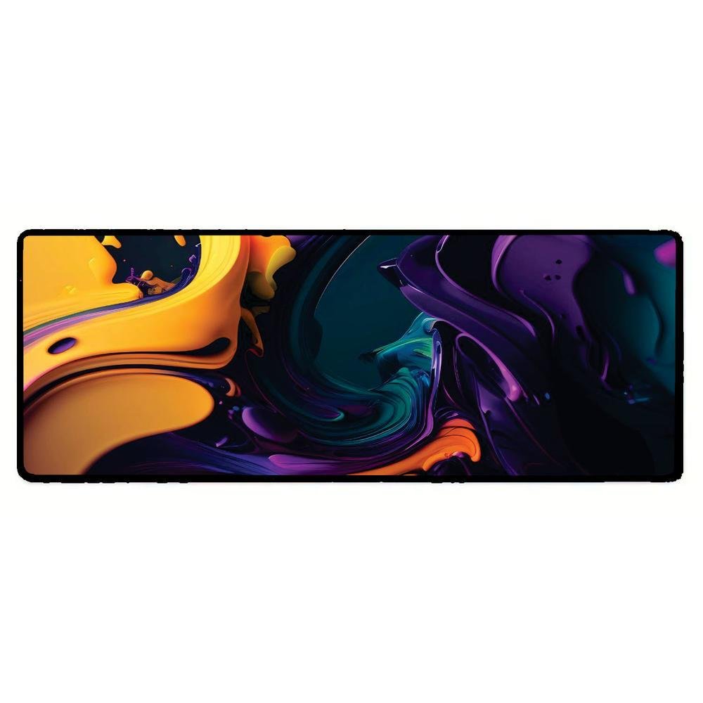 Mouse Pad Gamer Speed Extra Grande Desk Pad Profissional Premium Com Borda Costurada 100x50  - Tinta Roxo Amarelo