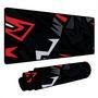 Mouse Pad Gamer Speed Extra Grande Desk Pad Profissional Premium Com Borda Costurada 90x40  - Formas Preto Vermelho