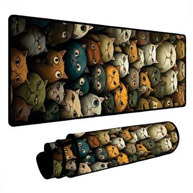 Mouse Pad Gamer Speed Extra Grande Desk Pad Profissional Premium Com Borda Costurada 80x40  - Angry Cats